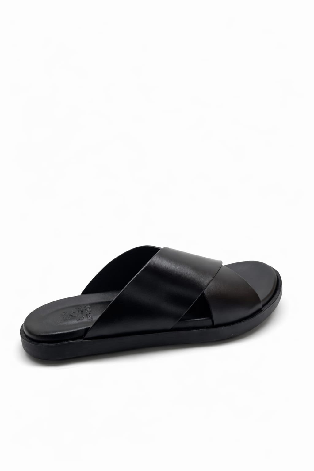 Black Leather Slippers for Men Cross Strap Comfortable Stylish Casual Sandals Pakistan