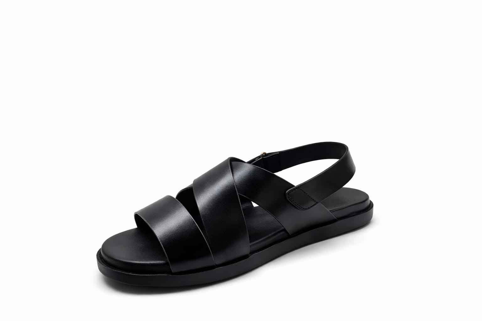 Black Leather Sandals for Men Cross Strap Back Strap Comfortable Stylish Casual Wear Pakistan - Image 3