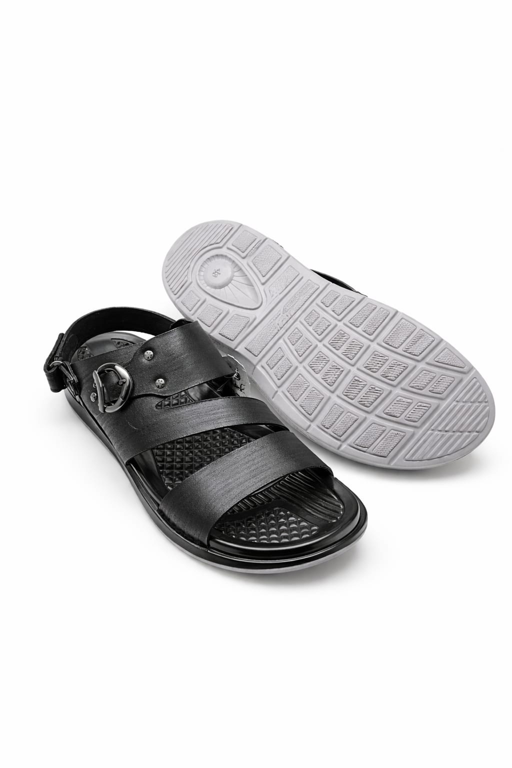 Black Buckle Strap Sandals for Men Comfortable Back Strap Casual Sandals Pakistan - Image 4