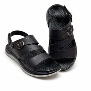 Black Buckle Strap Sandals for Men Comfortable Back Strap Casual Sandals Pakistan