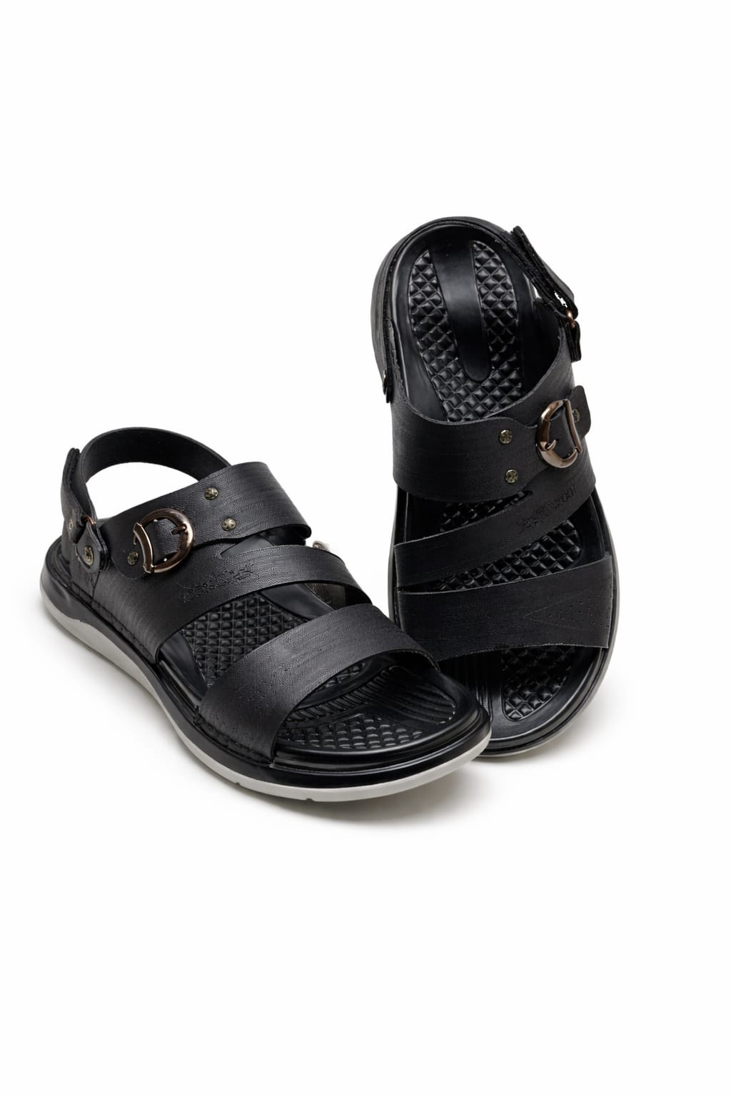 Black Buckle Strap Sandals for Men Comfortable Back Strap Casual Sandals Pakistan