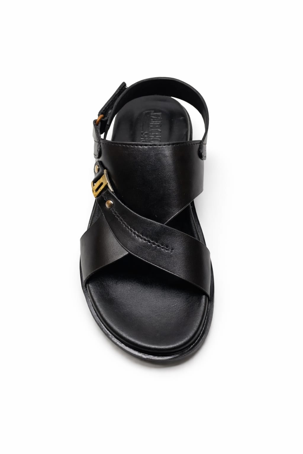 Black Leather Sandals for Men Cross Strap Back Strap Casual Sandals Pakistan - Image 4