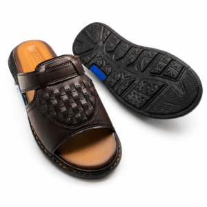 Brown Leather Slippers for Men Comfortable Casual Chappal Summer Wear Pakistan