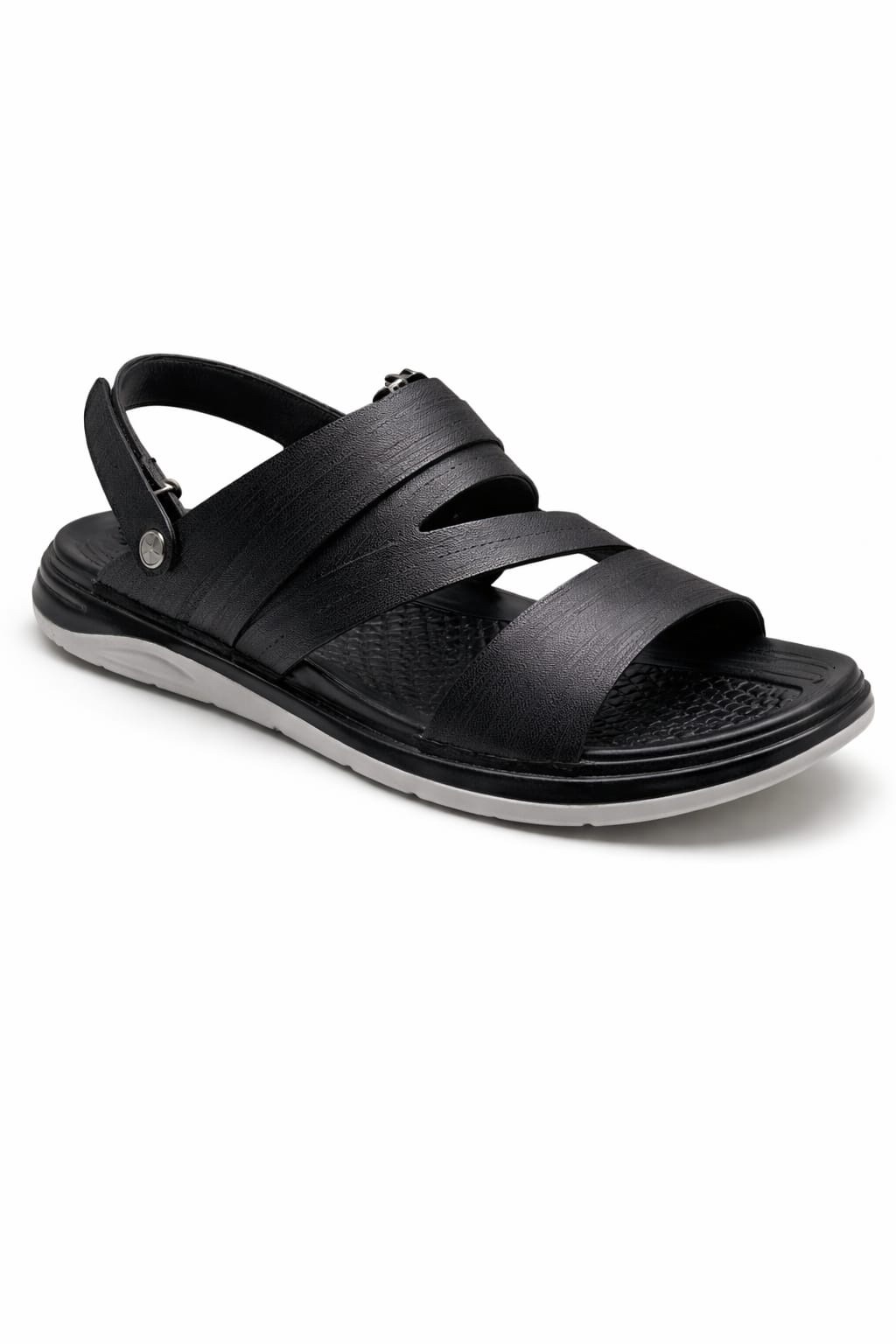 Black Buckle Strap Sandals for Men Comfortable Back Strap Casual Sandals Pakistan - Image 2