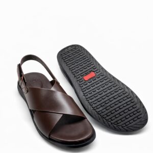 Brown Leather Sandals for Men Cross Strap Back Strap Comfortable Stylish Casual Wear Pakistan
