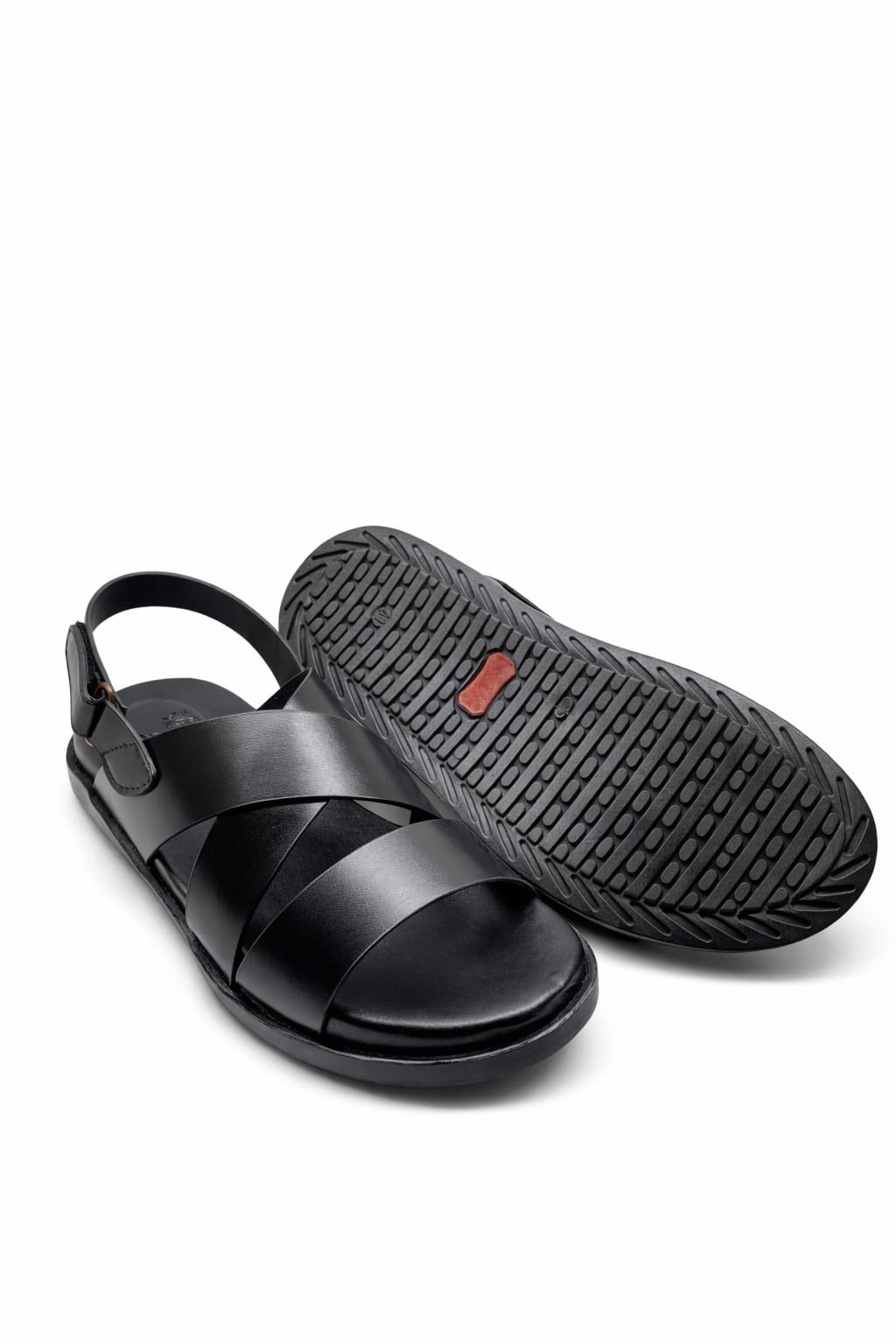 Black Leather Sandals for Men Cross Strap Back Strap Comfortable Stylish Casual Wear Pakistan