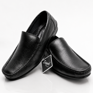 Men’s Premium Black Leather Loafers – Classic Slip-On Formal Shoes