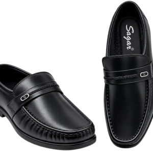 Men’s Premium Leather Loafers – Classic Black Formal Slip-On Shoes