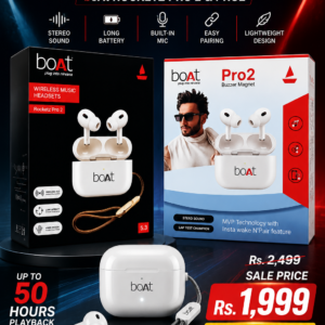 boAt Rocketz Pro 2 Wireless Earbuds – Bluetooth 5.3 TWS Earbuds with Built-in Mic, Low Latency & Up to 50 Hours Playback