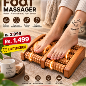 Wooden Foot Massage Roller – Manual Foot Massager with Deep Massage Rollers & Non-Slip Base