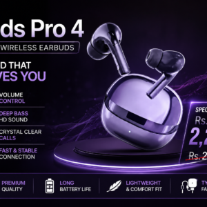 Buds Pro 4 True Wireless Earbuds – Deep Bass HD Sound, Touch Volume Control & Type-C Charging